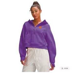 Clemson lululemon Women's Scuba Oversized Half-Zip Hoodie - PURPLE - Size XS/S